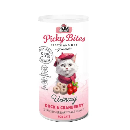 Pet's Dessert Picky Bites Urinary recompensa liofilizata cu rata si merisoare pentru pisici, 20 g
