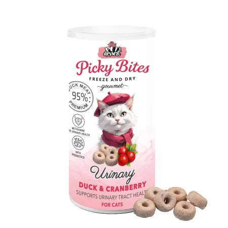 Pet's Dessert Picky Bites Urinary recompensa liofilizata cu rata si merisoare pentru pisici, 20 g