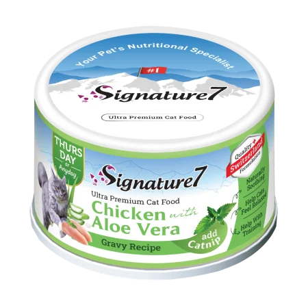 Signature7 hrana umeda completa pentru pisici cu pui si aloe vera in sos, 70 g