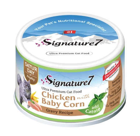 Signature7 hrana umeda completa pentru pisici cu pui si porumb baby in sos, 70 g