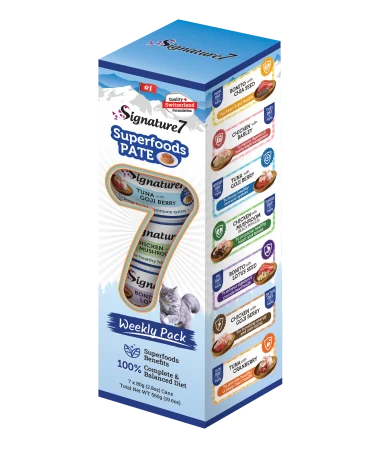 Signature7 Superfoods Pate Variety Pack hrana umeda completa pentru pisici, 7x80 g